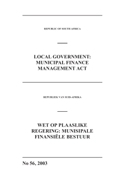 Local Government: Municipal Finance Management Act 56 of 2003