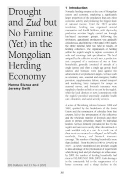 Drought and Zud but No Famine (Yet) in the Mongolian Herding