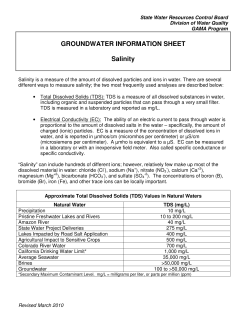 GROUNDWATER INFORMATION SHEET Salinity