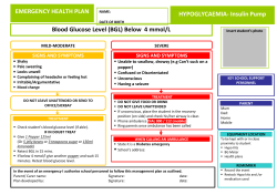 Blood Glucose Level (BGL) Below 4 mmol/L HYPOGLYCAEMIA