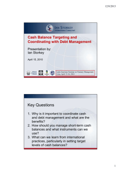 Cash Balance Targeting and Coordinating with Debt Management