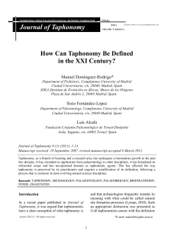 How Can Taphonomy Be Defined in the XXI Century? - E