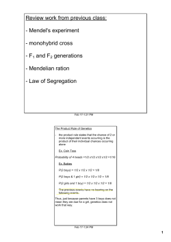 Review work from previous class: Mendel`s experiment monohybrid
