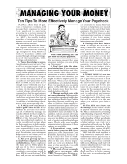 Ten Tips To More Effectively Manage Your Paycheck