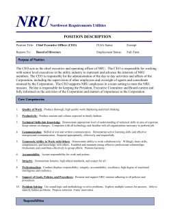 NRUNorthwest Requirements Utilities POSITION DESCRIPTION
