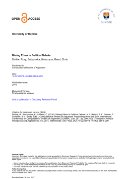 University of Dundee Mining Ethos in Political Debate Duthie, Rory