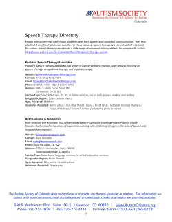 Speech Therapy Directory - Autism Society of Colorado