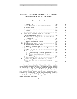 controlling abuse to maintain control: the exclusionary rule in china