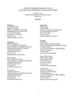 Southern Regional Education Board 2015 Meeting of Legislative