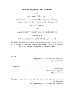 Persons, Imposters, and Monsters Alexander Podobryaev