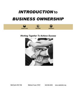 INTRODUCTION TO - Small Business Development Center