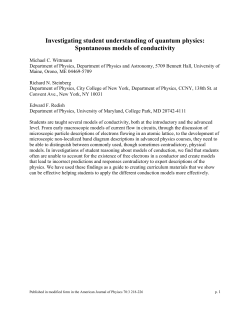 Spontaneous models of conductivity - UMD Physics