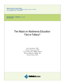 The Attack on Abstinence Education: Fact or Fallacy?