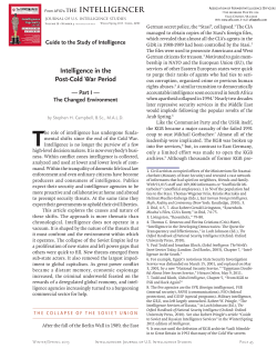 Guide to Intelligence in the Post-Cold War Period, Part I
