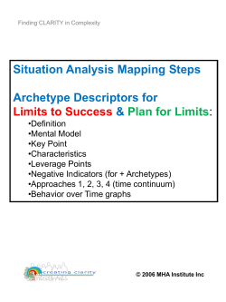 Situation Analysis Mapping Steps Archetype Descriptors for Limits to