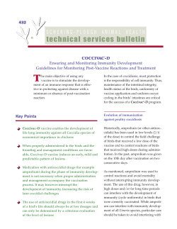 Coccivac&reg;-D Ensuring and Monitoring Immunity Development