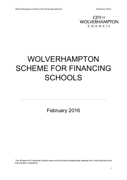 The Wolverhampton Scheme for Financing Schools