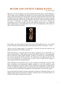 BUTOH AND ANCIENT GREEK DANCE