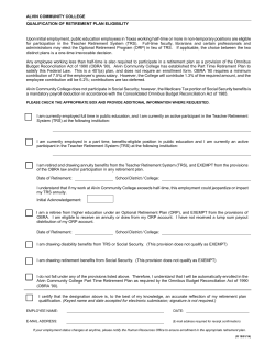 Retirement Eligibility - Alvin Community College