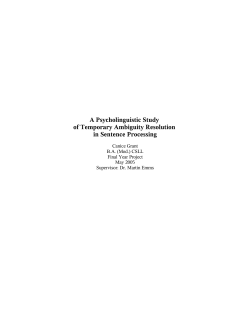 A Psycholinguistic Study
