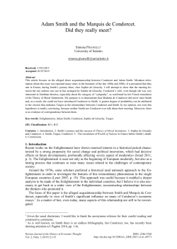 Adam Smith and the Marquis de Condorcet. Did they really meet?