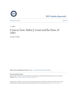 Crisis in Zion: Heber J. Grant and the Panic of 1893