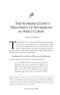 The Supreme Court`s Treatment of Sovereigns as Amici Curiae