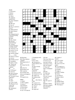 Across 1. Thick piece 5. Bother 8. Resort 11. Parrot 15. eXplorist