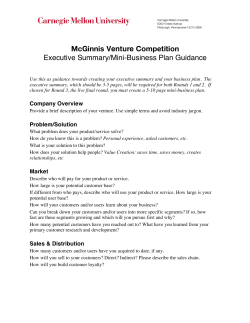 McGinnis Venture Competition Executive Summary/Mini