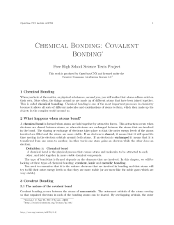 Chemical Bonding: Covalent Bonding