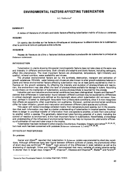 environmental factors affecting tuberization