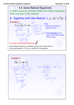 3.6 Solve Radical Equations.notebook