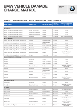 BMW VEHICLE DAMAGE CHARGE MATRIX.