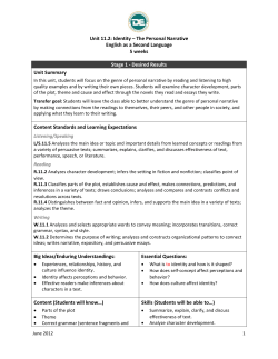 Unit 11.2: Identity &ndash; The Personal Narrative English