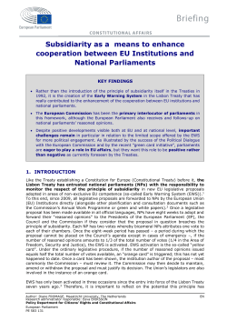Subsidiarity as a means to enhance cooperation between the EU