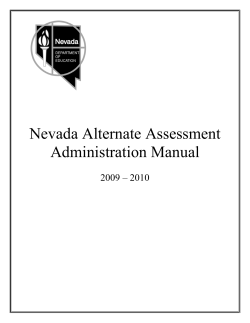 Nevada Alternate Assessment Administration Manual