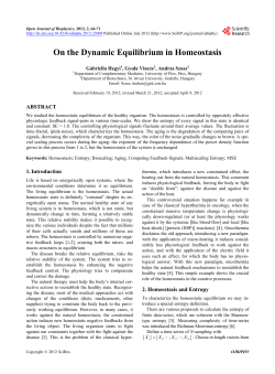 On the Dynamic Equilibrium in Homeostasis