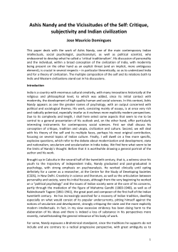 Ashis Nandy and the Vicissitudes of the Self: Critique, subjectivity