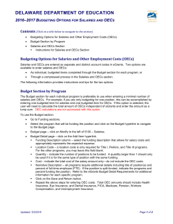 2016-2017 Budgeting Options for Salaries and OECs