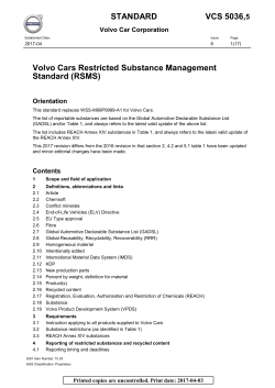 Volvo Cars Restricted Substance Management Standard
