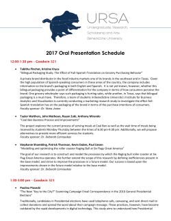 2017 Oral Presentation Schedule