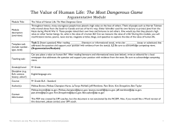 The Value of Human Life: The Most Dangerous Game