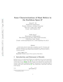 Some Characterizations of Slant Helices in the Euclidean Space E^ n