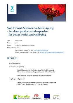 Sino-Finnish Seminar on Active Ageing &ndash; Services, products