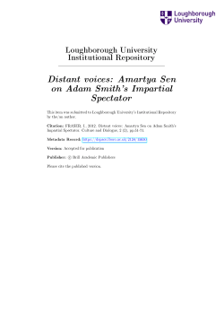 Distant voices: Amartya Sen on Adam Smith`s Impartial Spectator