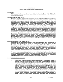 CHAPTER 20 ETHICS CODE FOR OFFICIALS