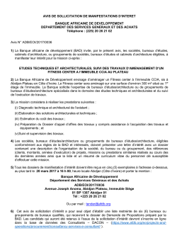 avis de sollicitation de manifestations d`interet banque africaine de