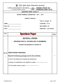 QUESTION PAPER : CLASS : 9 Q.1.A SECTION A : (PROSE