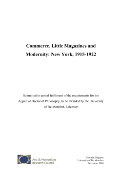 Commerce, Little Magazines and Modernity: New