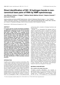 canonical base pairs of RNA by NMR spectroscopy
